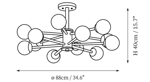 مصباح Wooden Molecular السقفي — رسومات الأبعاد 4