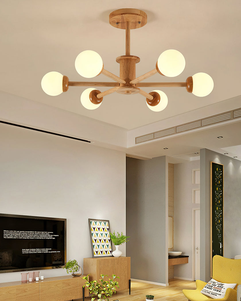 Wooden Molecular Ceiling Light