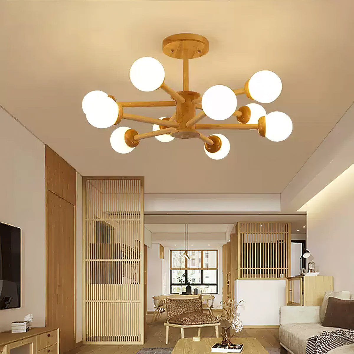 Wooden Molecular Ceiling Light – detail 2