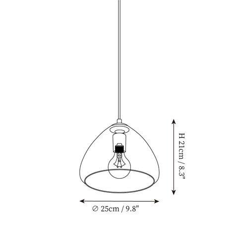 Model A  ∅ 9.8 ″ x H 8.3″ / Dia 25cm x H 21cm