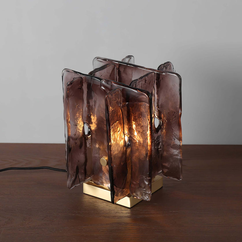 Candeeiro de mesa de bloco de construção âmbar
