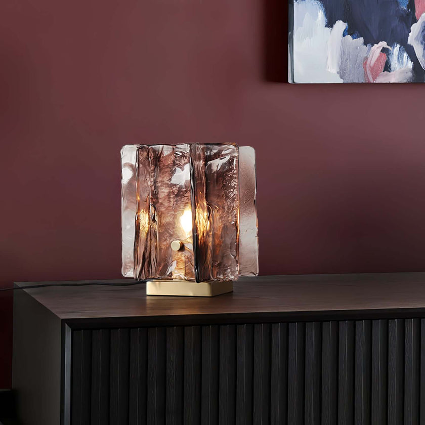 Candeeiro de mesa de bloco de construção âmbar