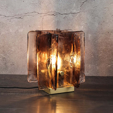Lampe de table de bloc de construction ambre