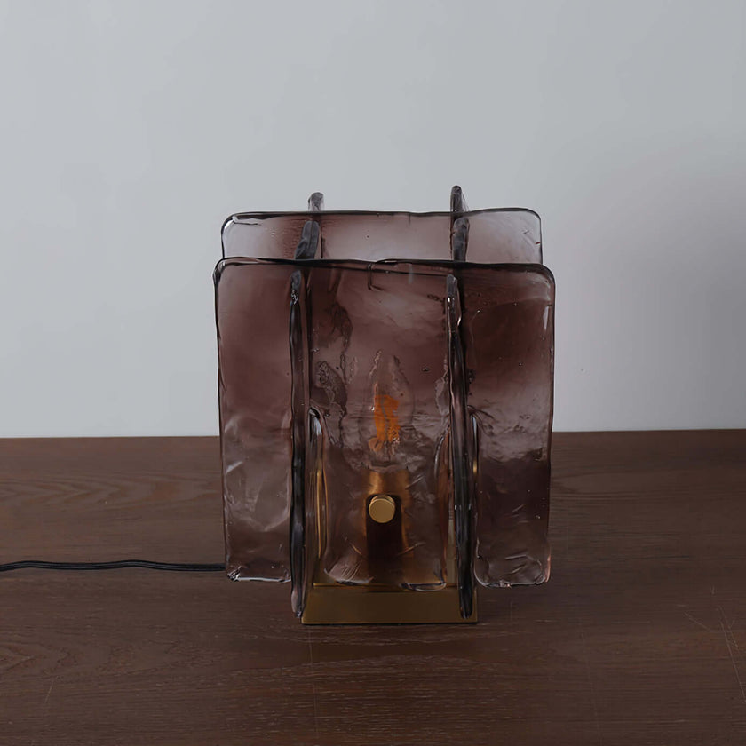 Candeeiro de mesa de bloco de construção âmbar