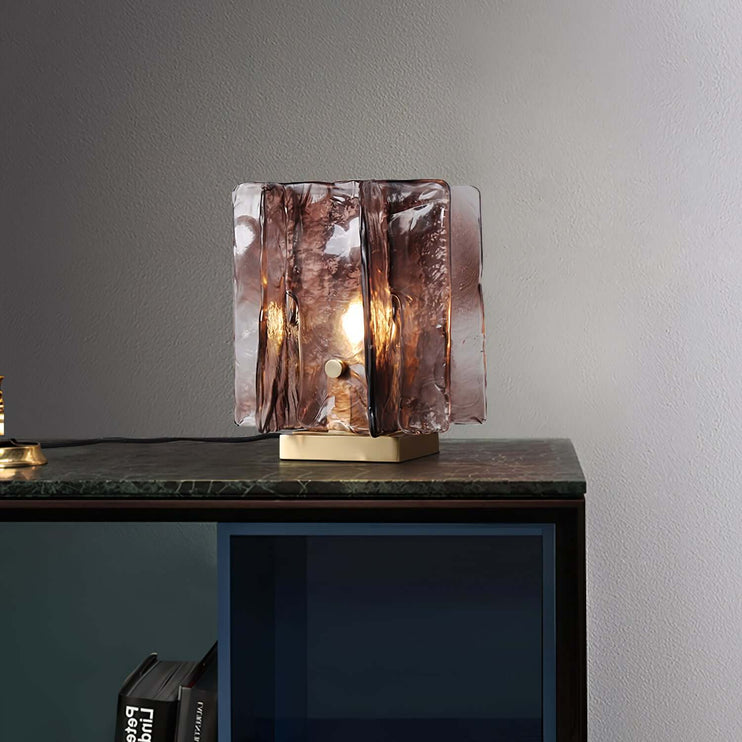 Amber bouwsteen tafellamp
