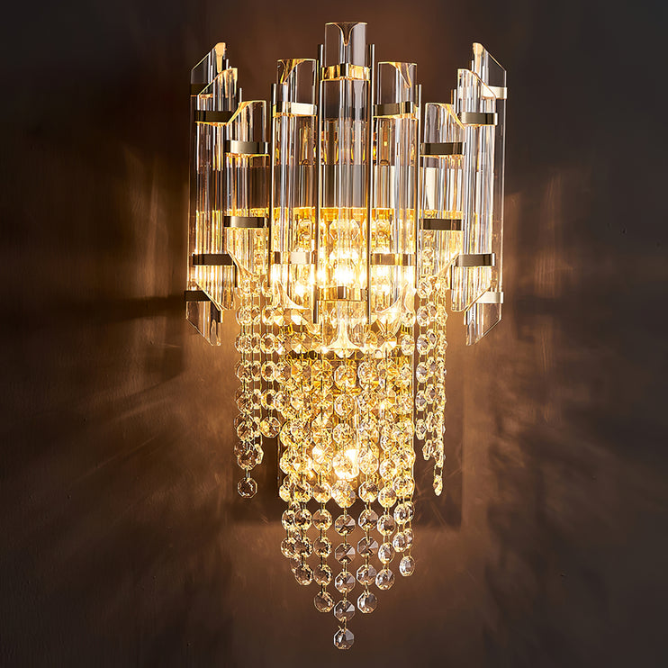 Clear Crystal Tiered Sconce