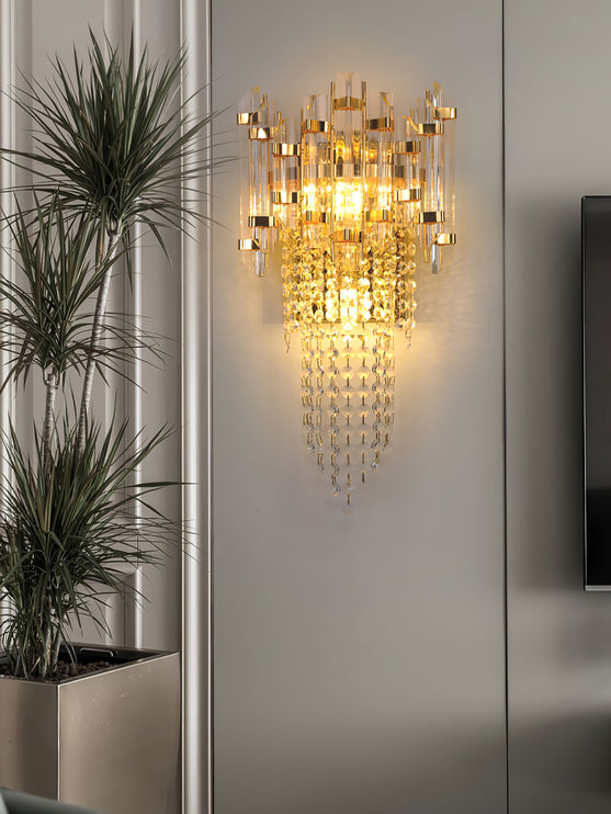 Clear Crystal Tiered Sconce