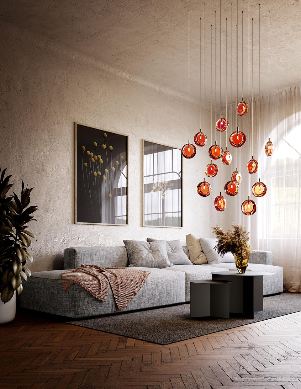 Round Glass Art  Pendant Lamp