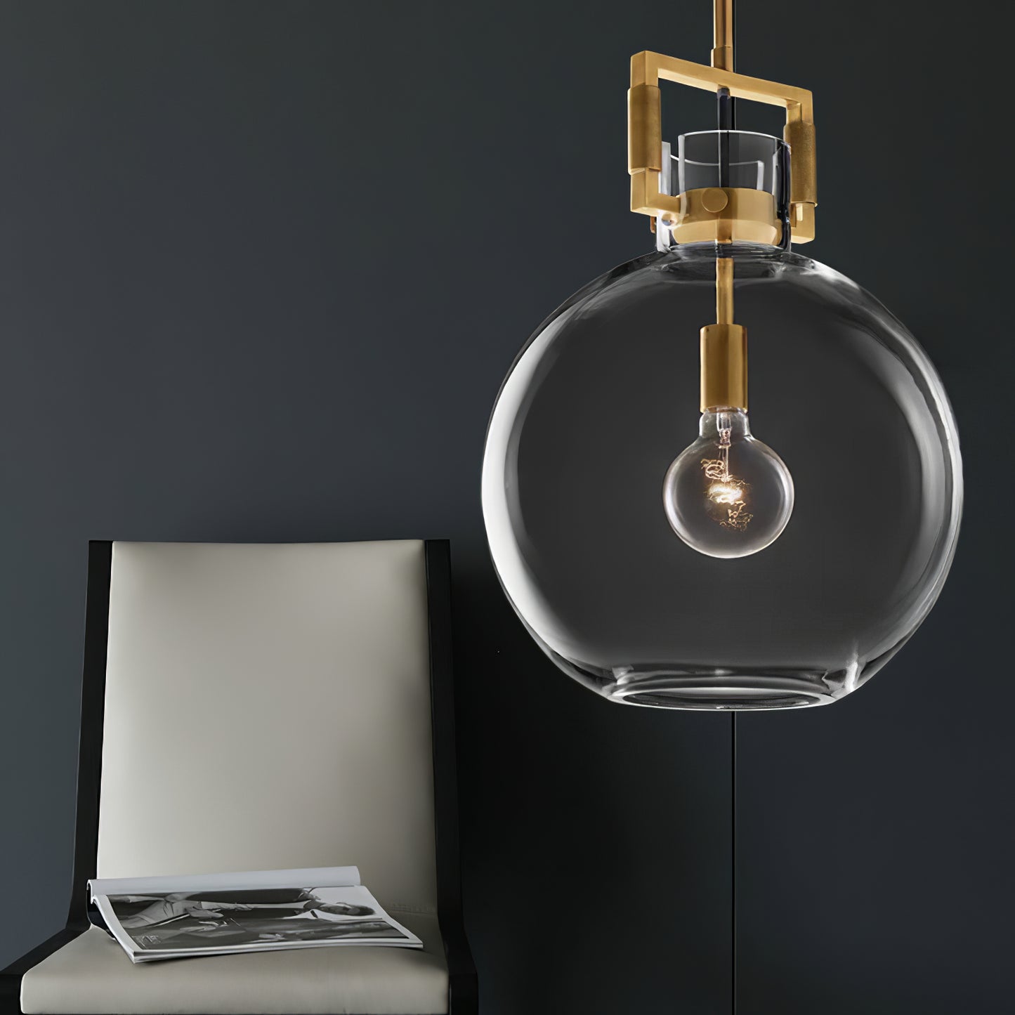 Machinist Glass Globe Pendant Light