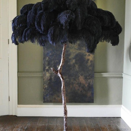 Ostrich Feather Brass Floor Lamp