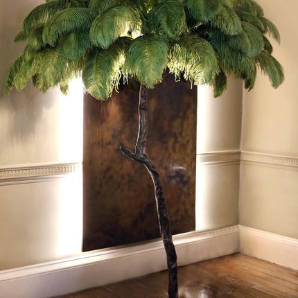 Ostrich Feather Brass Floor Lamp