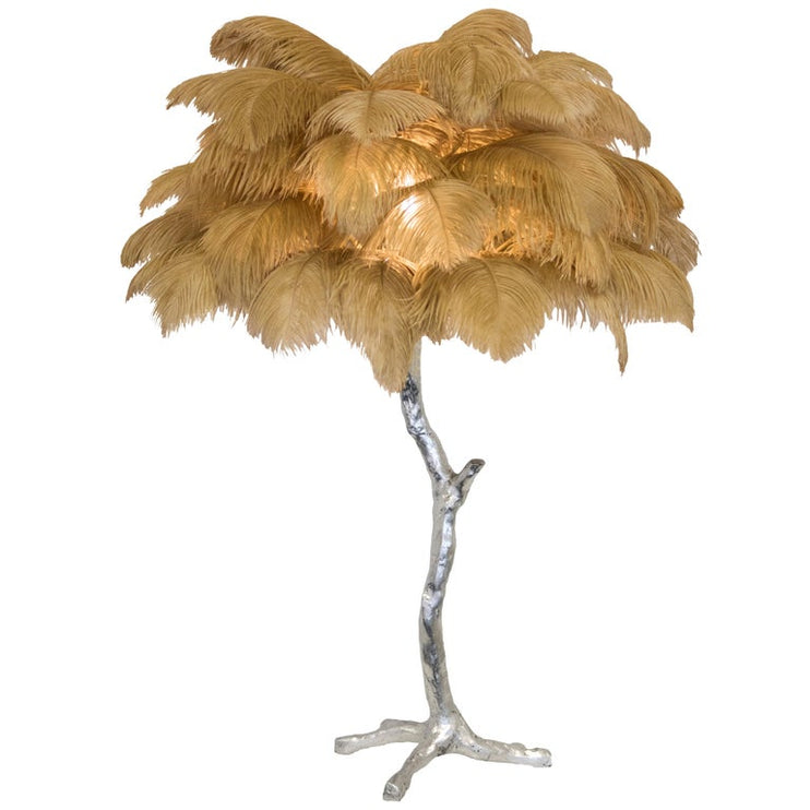 Lampe de table en plumes d'autruche
