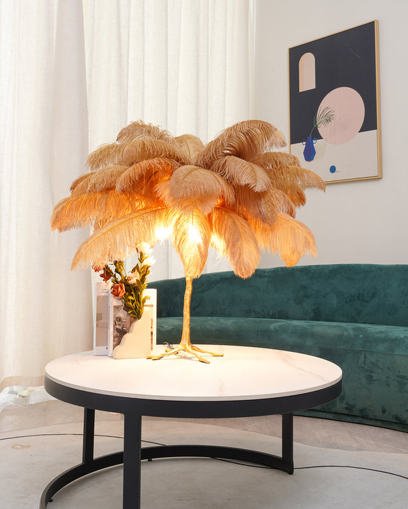 Lampe de table en plumes d'autruche