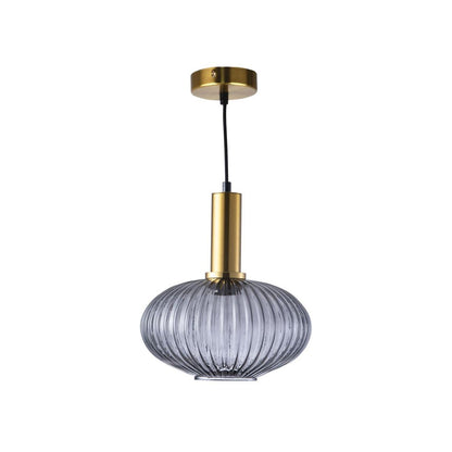 Oval Reeded Glass Pendant Light