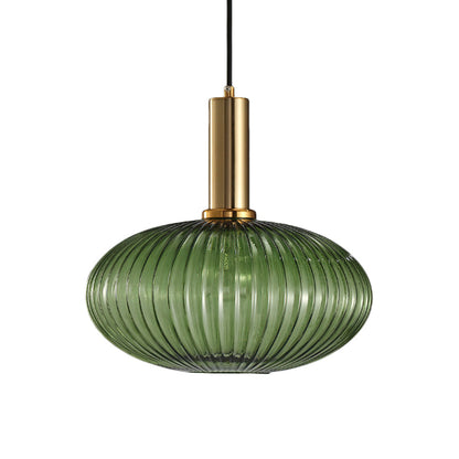 Oval Reeded Glass Pendant Light