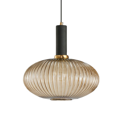 Oval Reeded Glass Pendant Light