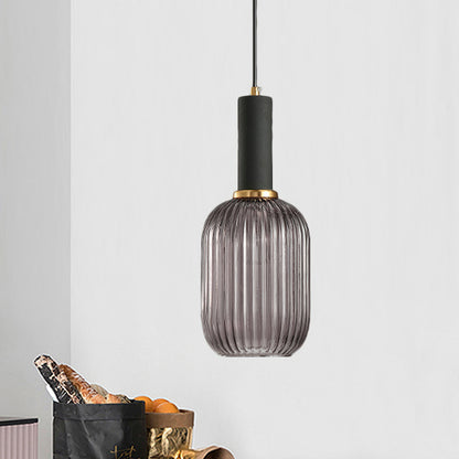 Oval Reeded Glass Pendant Light