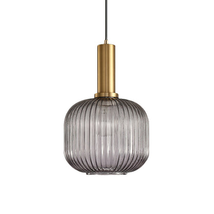 Oval Reeded Glass Pendant Light