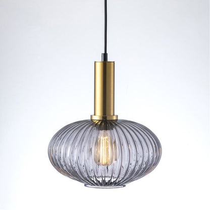 Oval Reeded Glass Pendant Light