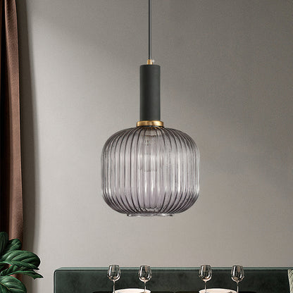 Oval Reeded Glass Pendant Light