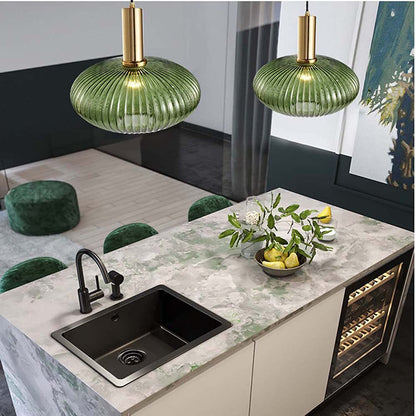 Oval Reeded Glass Pendant Light