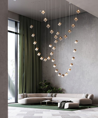 Square Art Glass Chandelier