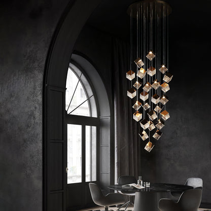 Square Art Glass Chandelier