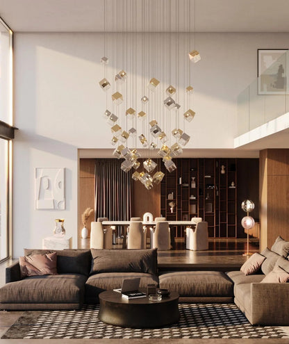 Square Art Glass Chandelier