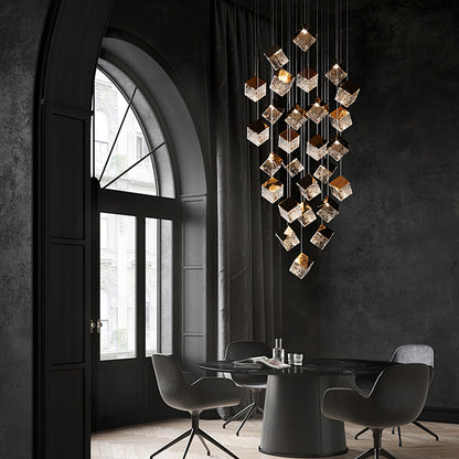 Square Art Glass Chandelier