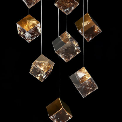 Square Art Glass Chandelier
