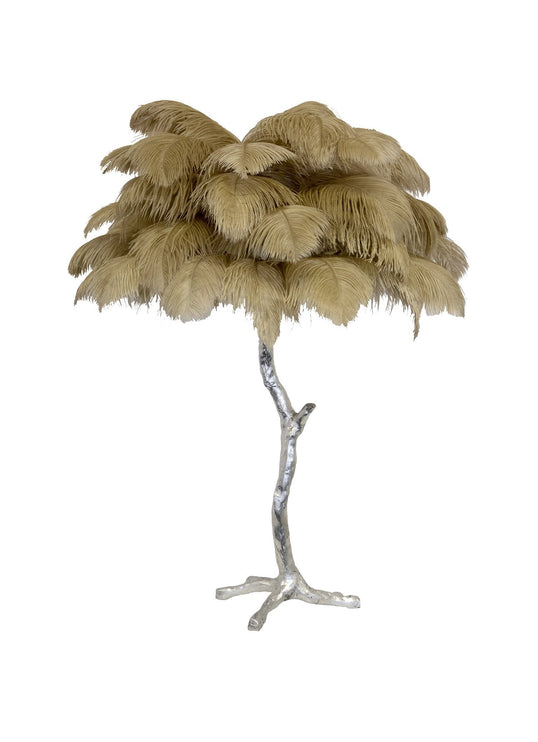 Candeeiro de mesa de penas de avestruz