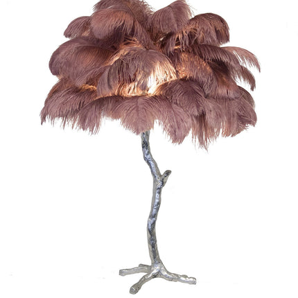 Candeeiro de mesa de penas de avestruz