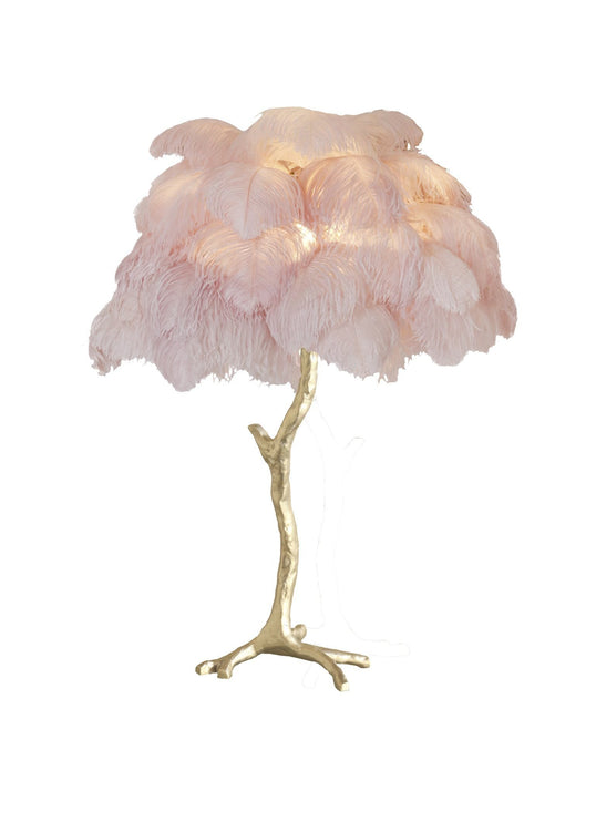Struisvogelveren tafellamp