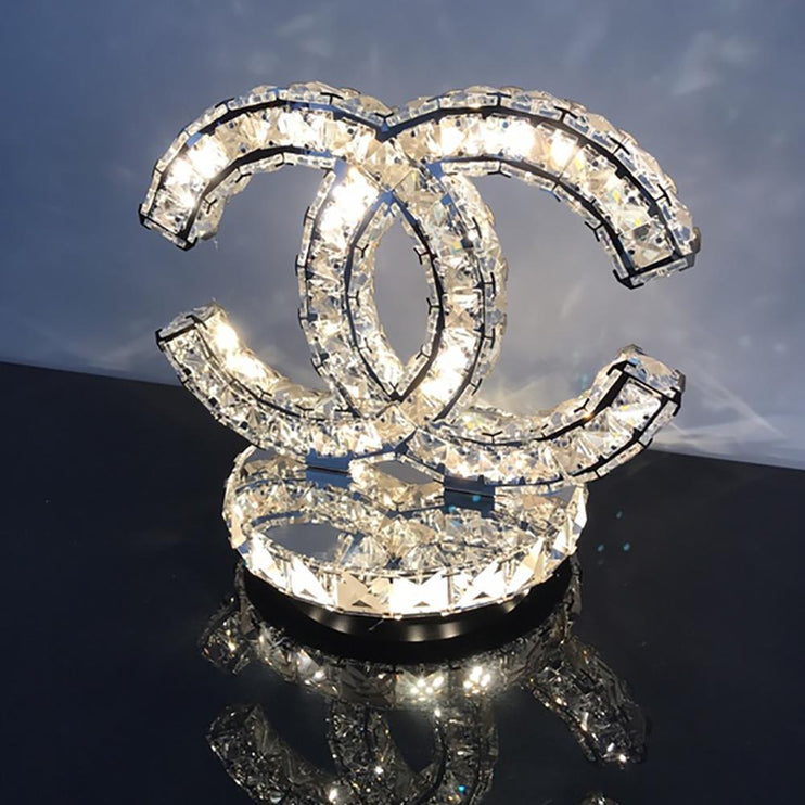 Kristall-Tischlampe aus Edelstahl