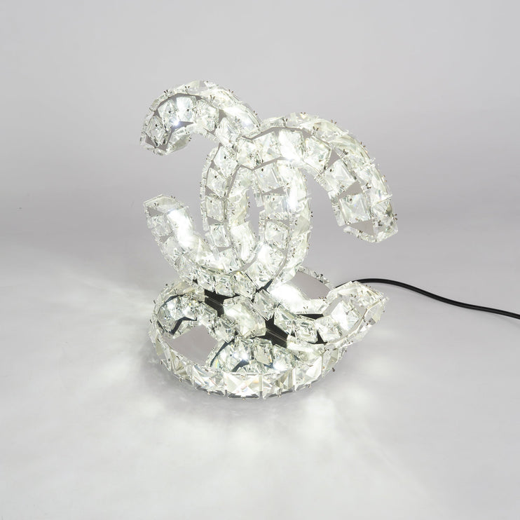 Kristall-Tischlampe aus Edelstahl